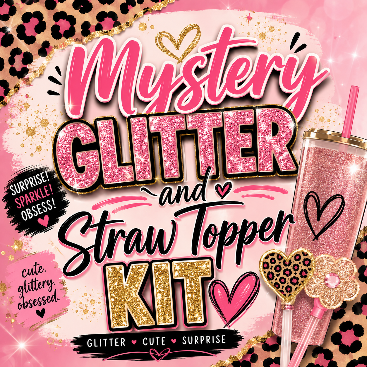 MYSTERY GLITTER AND STRAW TOPPER KIT