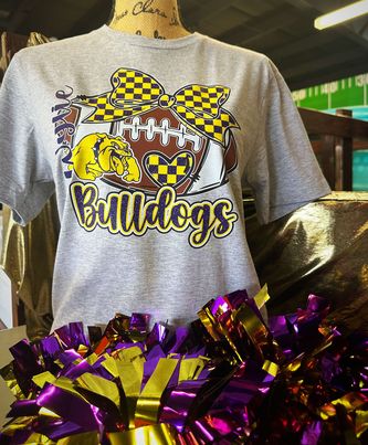 WYLIE HIGH FOOTBALL WITH CHECKERED BOW COMPLETED SHIRT