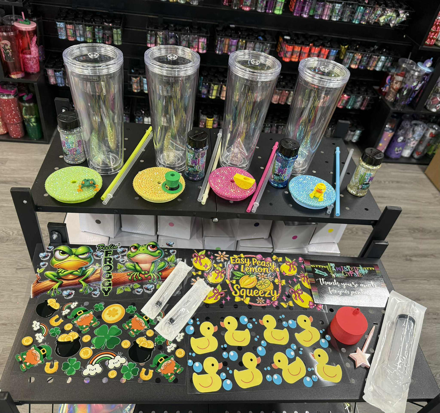 NEW 24 OZ SNOWGLOBE KIT WITH BONUS BLING LIDS