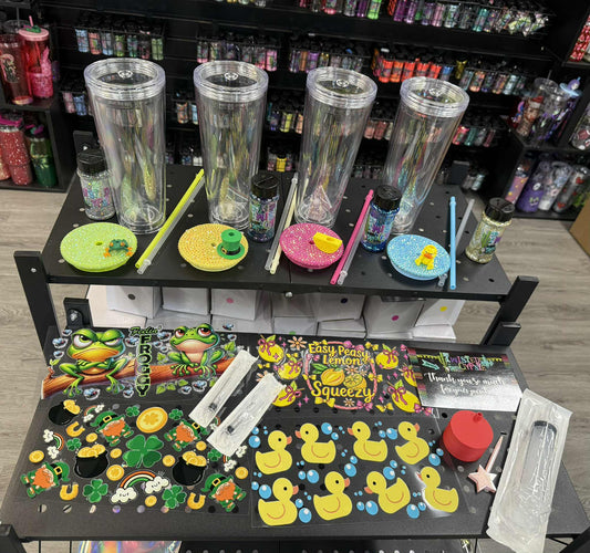 NEW 24 OZ SNOWGLOBE KIT WITH BONUS BLING LIDS