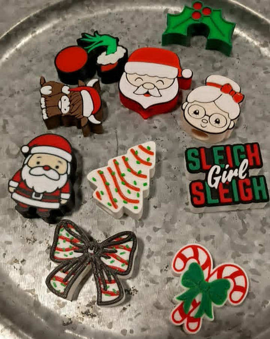 10 PACK- CHRISTMAS STRAW TOPPERS